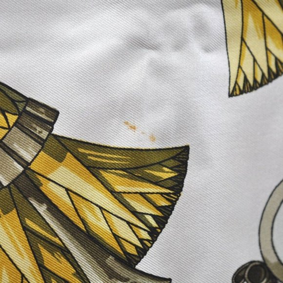 Authentic HERMES Carre 90 Scarf Egypt Motif Silk Green - Picture 9 of 12